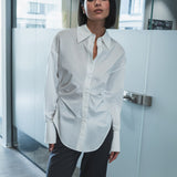 Ruched Waist Tailored White Shirt