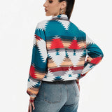 Abstract Print Cropped Jacket