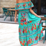 Embroidered Floral Off-shoulder Maxi Dress