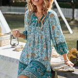 Bohemian Blossom V-Neck Dress