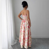Floral Print Sweetheart Maxi Dress
