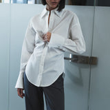 Ruched Waist Tailored White Shirt