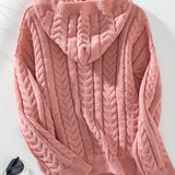 Chunky Cable-Knit Hooded Sweater