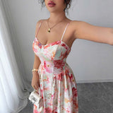 Floral Print Sweetheart Maxi Dress