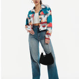 Abstract Print Cropped Jacket