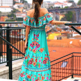 Embroidered Floral Off-shoulder Maxi Dress