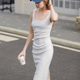 Slim fit waist hugging long dress