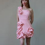 Ruffled Bloom One-Shoulder Mini Dress