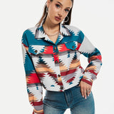 Abstract Print Cropped Jacket