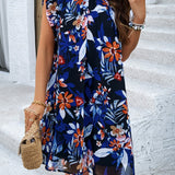 Floral Ruffle Sleeve A-Line Dress
