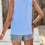 Pleated Mock Neck Sleeveless Top
