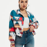 Abstract Print Cropped Jacket