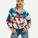 Abstract Print Cropped Jacket