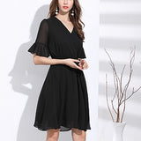 V-neck Fashionable Mid Length Dress