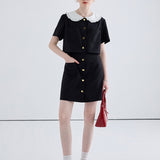 Heart Shaped Button Short Sleeved Dress