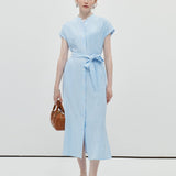 Collar Vertical Stripe Dress
