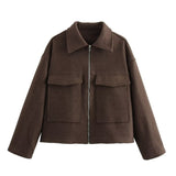 Zipper Tweed Coat