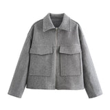 Zipper Tweed Coat