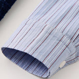 Striped Lapel Patchwork Dress