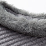 Textured Knit Poncho with Faux Fur