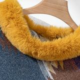 Faux Fur Trimmed Geo Knit Poncho