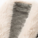 Striped Knit Fringe Cape with Faux Fur Trim