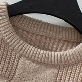 Basketweave Texture Crewneck Sweater