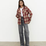 Rust Red Plaid Casual Shirt
