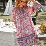 Bohemian Blossom V-Neck Dress