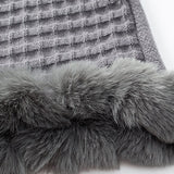 Textured Knit Poncho with Faux Fur