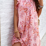 Floral Ruffle Sleeve A-Line Dress