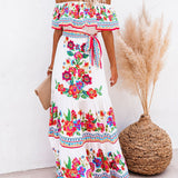 Embroidered Floral Off-shoulder Maxi Dress