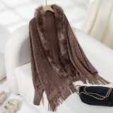 Leopard Fringe Faux Fur Cape