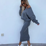 Off-Shoulder Knit Skirt Set