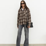 Vintage Plaid Button-Up Shirt Jacket