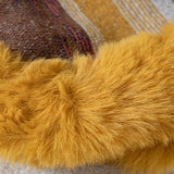 Faux Fur Trimmed Geo Knit Poncho