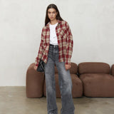 Rust Red Plaid Casual Shirt