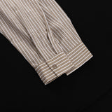 Striped V-Neck Belted Long Sleeve Blouse