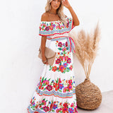Embroidered Floral Off-shoulder Maxi Dress