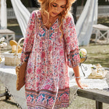 Bohemian Blossom V-Neck Dress