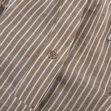 Striped V-Neck Belted Long Sleeve Blouse