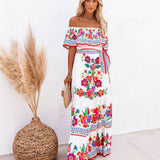 Embroidered Floral Off-shoulder Maxi Dress