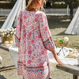 Bohemian Blossom V-Neck Dress