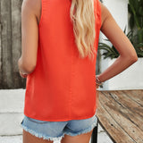 Pleated Mock Neck Sleeveless Top