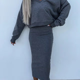 Off-Shoulder Knit Skirt Set
