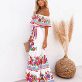 Embroidered Floral Off-shoulder Maxi Dress