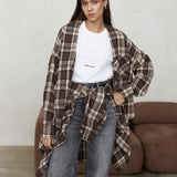 Vintage Plaid Button-Up Shirt Jacket