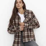 Vintage Plaid Button-Up Shirt Jacket