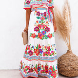 Embroidered Floral Off-shoulder Maxi Dress