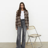 Vintage Plaid Button-Up Shirt Jacket